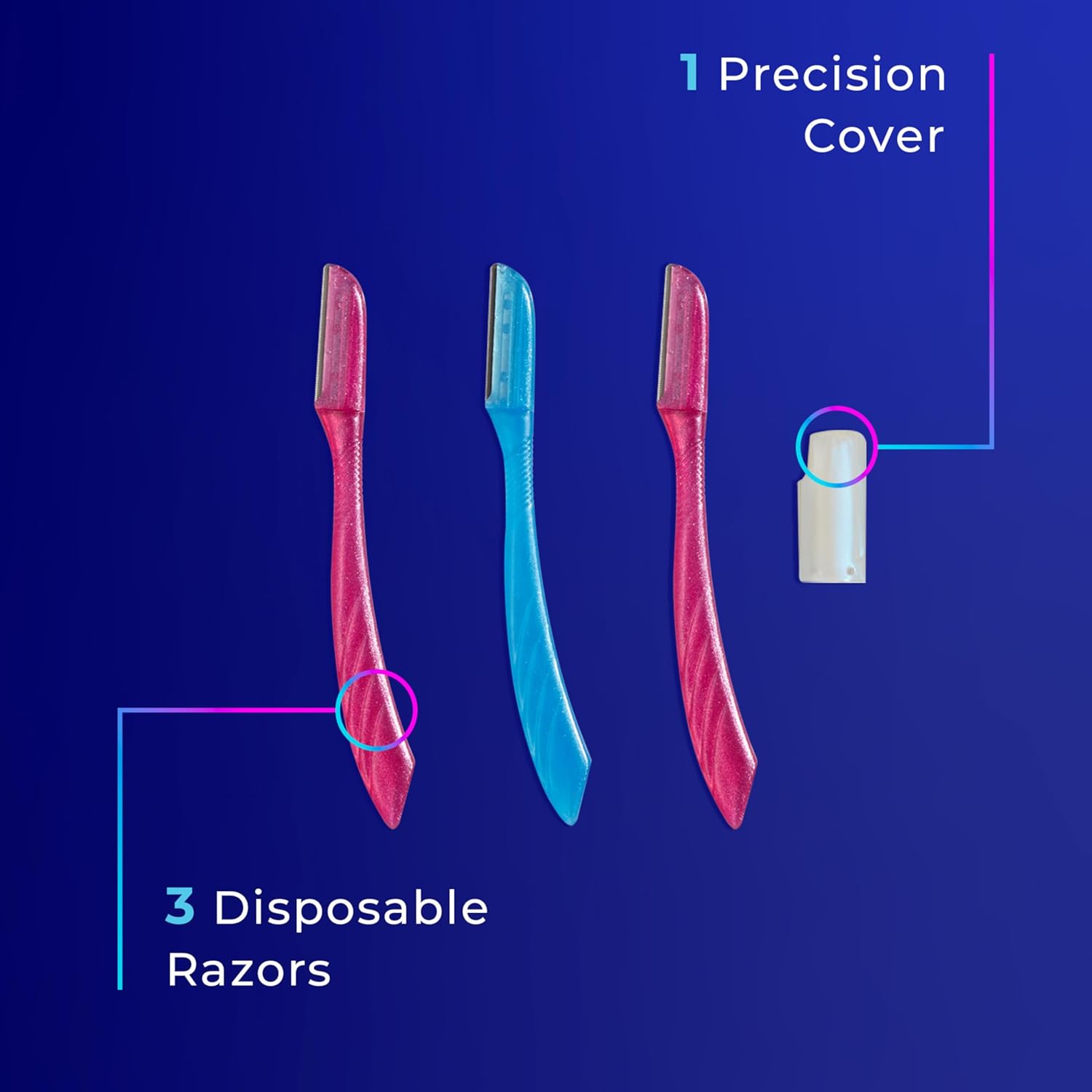 Schick Hydro Silk Touch-Up Dermaplaning Tool with Precision Cover, 3ct | Dermaplane Razor, Face Razors for Women, Peach Fuzz Remover