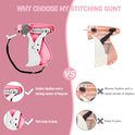 Stitch Gun for Clothes， Handheld Stitch Gun Quick Clothing Fixer，Sewing Kit Includes 1,000 Black Fasteners & 1,000 White Fasteners & 6 Needles，Tagging Gun（Pink）