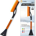 EcoNour 27" Aluminum Ice Scrapers for Car Windshield | Car Window Scraper and Snow Brush with Ergonomic Foam Grip Winter Accessories (Orange)