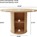 47 inch Round Dining Table for 4, Kitchen Table Dinner Table with 2-Layer Storage Shelf and Wood Slide Door for Home Dining Room Living Room (Natural)