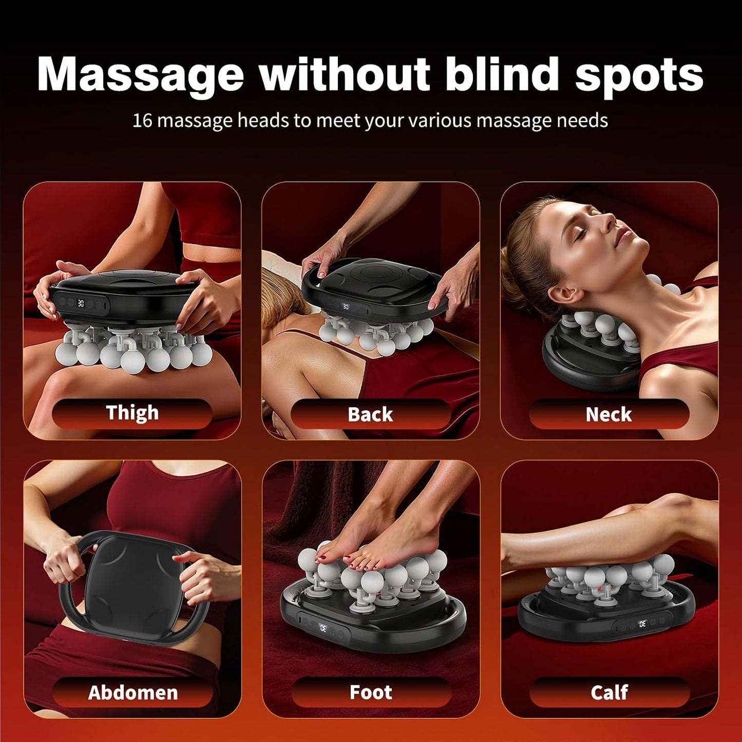 New 16 Head Massage Gun Set, Muscle Relaxation Massage Suitablefor Back Leg and Foot Muscle Relaxation, Deep Tissue Massage Gun,Portable 30-SpeedSettings, (with 16 Gray Massage Heads)