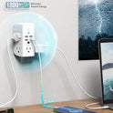 Mifaso 3-Sided Multi Plug Power Strip, Wall Extender with Shelf, Night Light & Surge Protector, USB Wall Charger with 5 AC Wide Space Outlets and 3 USB & 1 C Port, White