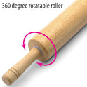 FARBERWARE Classic Wood Rolling Pin, 18-Inch Hardwood Dough Roller for Baking Pizza, Pies, Pastry and Cookies, Ergonomic Handles, Kitchen Essential
