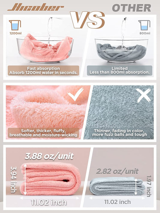Hicober Microfiber Hair Towels, 3-Pack Drying Wraps for Curly Hair