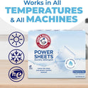 ARM & HAMMER Power Sheets Laundry Detergent, Fragrance Free, Dermatologist Tested Concentrated Laundry Detergent Sheets, 50 Count, up to 100 Small Loads