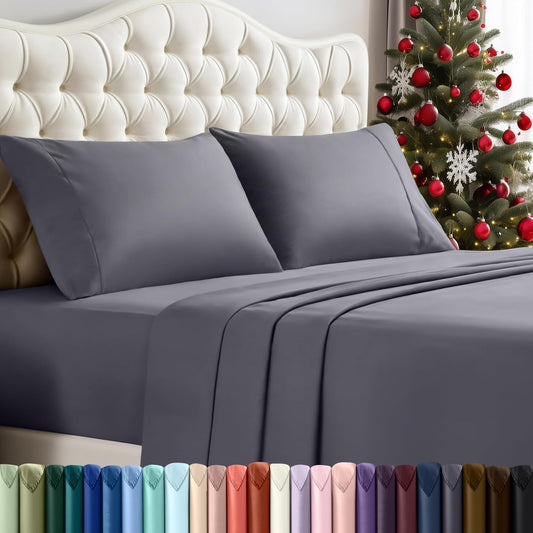 Utopia Bedding Queen Sheet Set – 4 Piece Bed Sheets for Queen Size Bed, Soft and Breathable Microfiber, Includes 1 Fitted Sheet, 1 Flat Sheet and 2 Pillowcases (Grey)