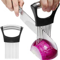JAYVAR Onion Holder for Slicing, Onion Cutter Vegetable Chopper, Stainless Steel Tomato Slicer Vegetable Cutter for Potato, Avocados, Eggs, Food Slicer Assistant Tool for Fruit Lemon and Meat