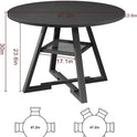 Round Dining Table for 4,Kitchen Dining Room Circle Dinner Pedestal Table,Space Saving Wood Kitchen & Dining Room Furniture (Black, 47In)