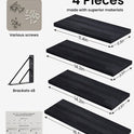 BAYKA Wall Mounted Floating Shelves, Wood Floating Wall Shelf for Books & Decor, Small Space-Saving Display & Organizer（Black，Set of 4）