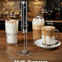 Maestri House Rechargeable Milk Frother with Stand, LunaFro Handheld Electric Foam Maker Waterproof Detachable Stainless Steel Whisk Drink Mixer Foamer for Lattes, Cappuccino