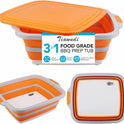 Tiawudi Large Collapsible BBQ Prep Tub with Lid(4.22 Gal/16L), Foldable Camping Sink with Colander, Cutting Board, Dish Basin for Kitchen, Bowl, Vegetable and Fruit, Storage Basket for Picnic