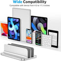 OMOTON [Updated Dock Version] Vertical Laptop Stand, Double Desktop Stand Holder with Adjustable Dock (Up to 17.3 inch), Fits All MacBok/Surface/Samsung/HP/Dell/Chrome Book (Silver)