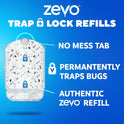 Zevo Flying Insect Trap Refill - for The Zevo MAX & Standard Indoor Fly Trap - Catch Gnats, House & Fruit Flies - Easy to Use - Mess-Free Disposal (4 Refill Cartridges)