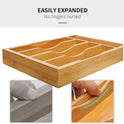 Expandable Bamboo Kitchen Drawer Organizer for Cutlery and Utensils, Adjustable Bamboo Wood Cutlery Tray in Drawer for Flatware and Silverware in Kitchen, (Natural)