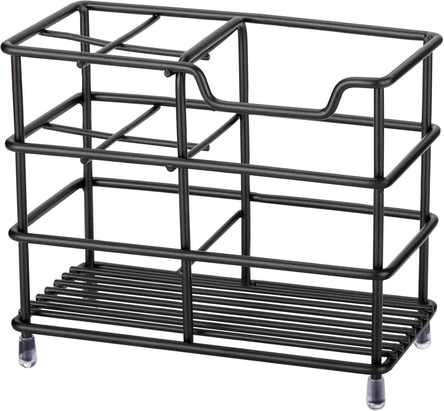 Urbanstrive 304 Stainless Steel Bathroom Toothbrush Holder Toothpaste Holder Stand Bathroom Accessories Organizer (Black, Small)