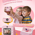 Instant Camera, Front Rear Dual Selfie Kids Camera with 1080P Videos, Holiday Birthday Gifts for Kids Age 3-12, Toddler Portable Travel Print Digital Camera Toy for 4 5 6 7 8 9 Year Boys Girls