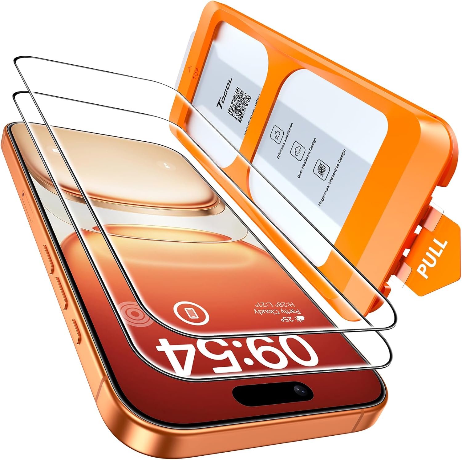 TOCOL for iPhone 17 Pro Max Screen Protector/iPhone 16 Pro Max Screen Protector 6.9-Inch Instant Installation Tempered Glass HD Clear Full Coverage Protection Case Friendly 2 Pack