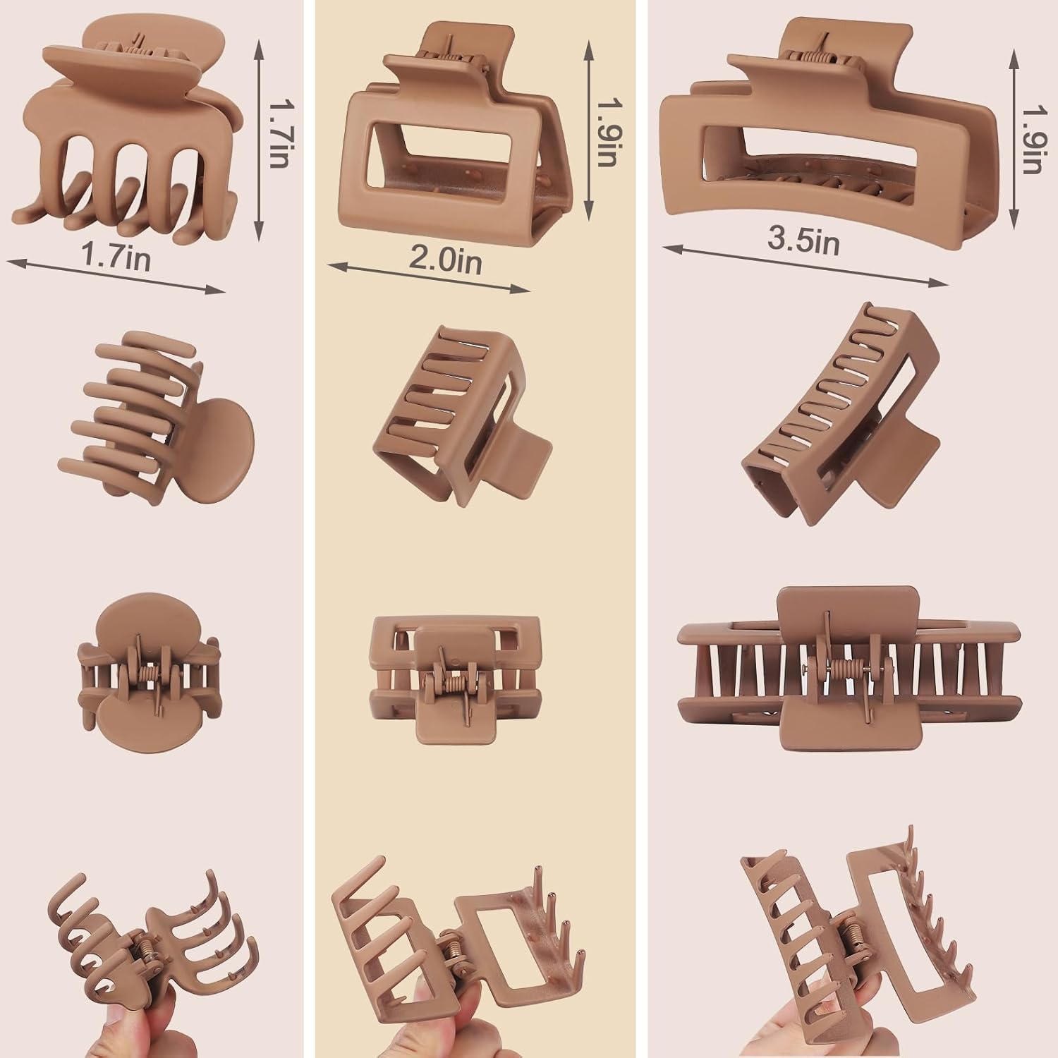 3 Styles Hair Clips for Women Small Medium Big Claw Clips for Thin Thick Hair 12 Pcs Hair Claw Clips Hair Clips Combination Hair Accessories for Women (Brown)