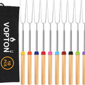10 Pcs Marshmallow Roasting Sticks for Fire Pit Long 32Inch, Smores Sticks Skewers, Smores Kit for Fire Pit, Premium Telescoping Hot Dog Roasting Sticks for Campfire Accessories Outside Camping VOPTON