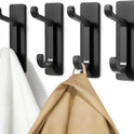 Wall Hooks for Coat and Towel: 13LB Adhesive Door Hanger Stick on, Black 4 Pack