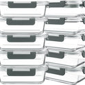 10 Packs 30 oz Glass Meal Prep Containers,Glass Food Storage Containers with Lids,Airtight Lunch Bento Boxes,Microwave,Freezer and Dishwasher,Gray