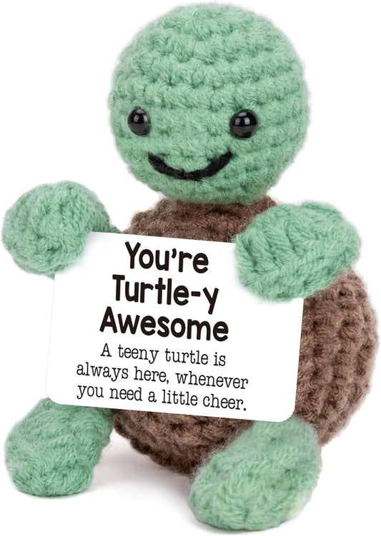 Mini Funny Turtle Birthday Gifts for Women Men, Teacher Valentines Day for Kids, Employee Appreciation Retirement Gifts for Coworker Sister Best Friends, Handmade Emotional Positive Turtle Desk Decor