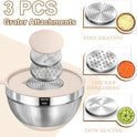 Umite Chef Mixing Bowls with Airtight Lids Set, 8PCS Stainless Steel Khaki Nesting Bowls with Grater Attachments, Kitchen Bowls with Non-Slip Bottoms, Size 5, 4, 3.5, 2, 1.5QT for Mixing & Serving