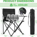 2 Pack Portable Camping Chairs Folding Lawn Chair Outdoor Lightweight Beach Chair with Cup Holder & Carry Bag for Outside Sports, Fishing, Hiking, Travel, Picnic, Backyard (Black-Dark)