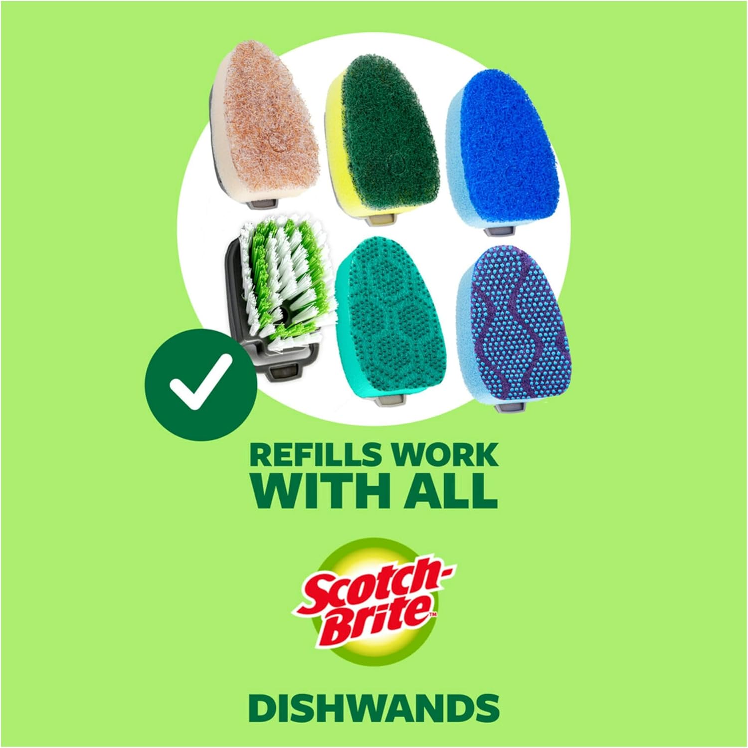 Scotch-Brite Non-Scratch Dishwand, Scrubber for Cleaning Kitchen, Bathroom, and Household, Non-Scratch Dish Scrubber Safe for Non-Stick Cookware, 1 Dishwand