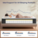 Queen Mattress 12 inch, Hybrid Mattress in a Box, Individually Pocket Springs, Medium Firm Feel for Pressure Relief, Breathable Comfort, CertiPUR-US Certified, Gray&White