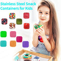 6Pack 6oz Stainless Steel Snack Containers for Kids, Easy Open Leak Proof Metal Toddler Snack Containers with Silicone Lids, Stackable Metal Toddler Lunch Box for Daycare, School and Travel