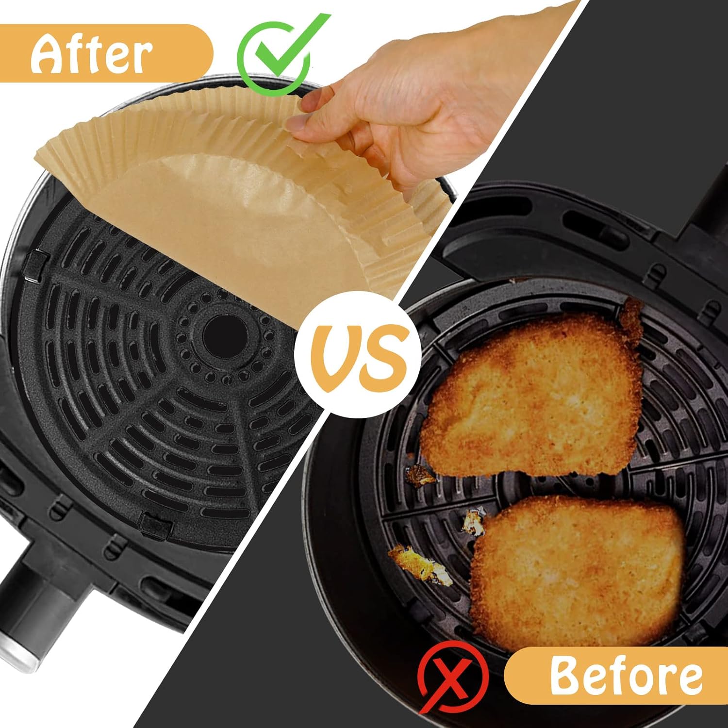 Air Fryer Liners for Ninja Air Fryer, 125 Pcs Disposable Paper Liner for most 4-8QT AirFryer