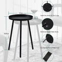AOJEZOR Side Table: End Table for Any Room - Small Side Tables for Small Spaces All Matte Black with 3 Legged