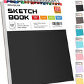 Soucolor Sketch Book, Spiral Bound Acid-Free Sketchbook with 68lb/100gsm for Paper Painting, Drawing, Writing, Artist Sketching Pad for Kids, Adults & Teens, 100 Sheets (Black, 9 x 12 Inch, Pack of 1)