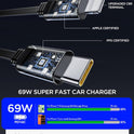 Retractable Car Charger Adapter for iPhone 17,4 in 1 Fast Charging Car Phone Charger,69W USB C Car Truck Accessories,Road Trip Essentials Gift for Men Women for iPhone 17 Pro Max/16/15/14/13/12,Galaxy