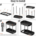 Multi-Purpose Pull-Out Storage Organizers, Under Sink/Cabinet Organizers and Storage for Bathroom & Kitchen, Black, 12.8 Inches, 2 Packs