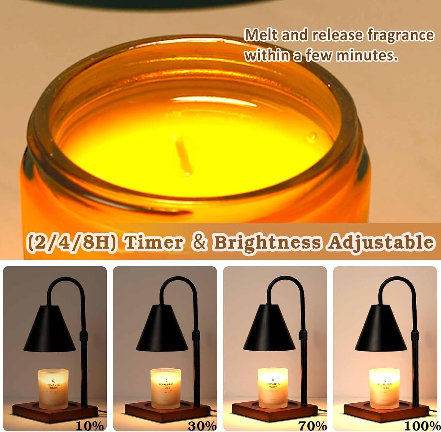 Modern Candle Warmer Lamp with Timer, Dimmable Candle Lamp Warmer, Men Women Christmas Birthday Gifts, Black Candle Warmer, Adjustable Candle Light Warmer, Cozy Living Room Bedroom Home Decor