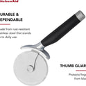 KitchenAid Classic Pizza Wheel with Sharp Blade For Cutting Through Crusts, Pies and More, Built In Finger Guard for Safety and Comfort Grip to Protect Fingers, Dishwasher Safe, 9-Inch, Black