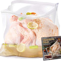 Brining Bag, 26"×22", 2 Pack, Extra Large Turkey Brine Bag with 2 Strings and 2 Larger Clips, Thickened materials, Double Track Zippers Brine Bags, Brining Bags for Turkey, Ham, Beef, Marinade