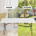 6FT Picnic Table Folding Table Camping Table Plastic Table Fold Up Table Lock for Party Event,White