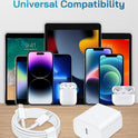 i Phone Charger Fast Charging-20W USB-C Block with 6 Ft Cord [MFi Certified] Compatible with i Phone 14/13/12/11/X Series, i Pad & More [3 Pack]