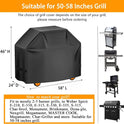 Grill Cover, 58 inch BBQ Gas Grill Cover for Outdoor Grill, Charbroil Grill Cover Barbecue Waterproof, Anti-UV for Weber Char-Broil Monument, Dyna-glo Nexgrill Spun Polyester
