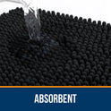 OLANLY Black Bathroom Rug 30x20, Extra Soft Absorbent Chenille Bath Rugs, Rubber Backing Quick Dry, Machine Washable Bath Mats for Bathroom Floor, Tub and Shower, Home Decor Accessories