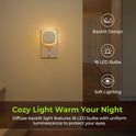 AUVON Plug-in LED Backlit Night Light with Motion Sensor & Dusk to Dawn Sensor, Dimmable Warm White Nightlight with 1-50 lm Adjustable Brightness for Bedroom, Bathroom, Stairs, Hallway (4 Pack)