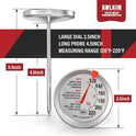 2 Pack Stainless Steel Meat Thermometer, Safe Leave in Oven, 2.5-in Extra-Large Dial Food Thermometer for Cooking, Temperature Probe for Baking, Steak, Turkey - Kitchen Gadgets - Silver