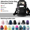 Insulated Water Bottle | Thickened Stainless Steel Vacuum Metal Thermos | Portable Sports Half Gallon Large Water Jug for Gym and Hiking with Straw, Carrier Bag, Handle Strap | BPA-Free 64 oz