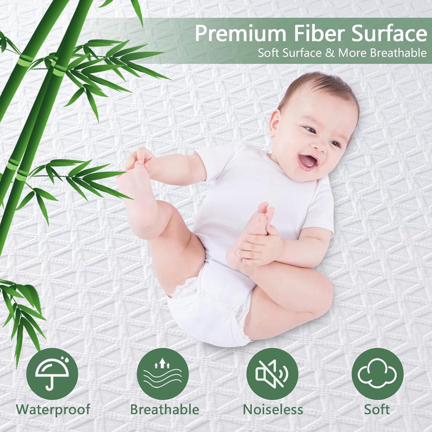 Premium Waterproof Mattress Protector Queen Size, Breathable Bed Cover 3D Air Fabric Cooling Mattress Pad Cover Smooth Soft Noiseless Washable, 8''-21'' Deep Pocket (White)