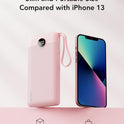 VRURC Portable Charger Power Bank, 10000mAh Travel Essentials Battery Pack, 5 Outputs 2 Inputs Slim Charging Bank Built-in Cables Cords Wires Compatible with iPhone,Samsung,Android-Pink(1 Pack)