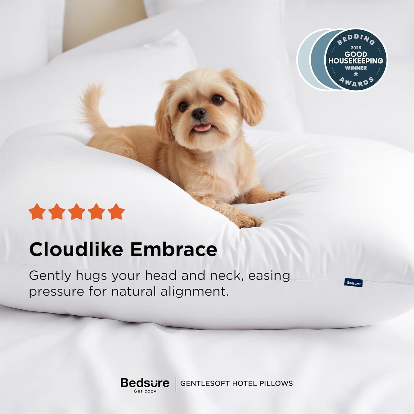 Bedsure Pillows Queen Size Set of 2 - Soft Bed Pillows for Sleeping 2 Pack, Fluffy and Supportive, Hotel Quality, Original Down Alternative Filling for Side, Back Sleepers