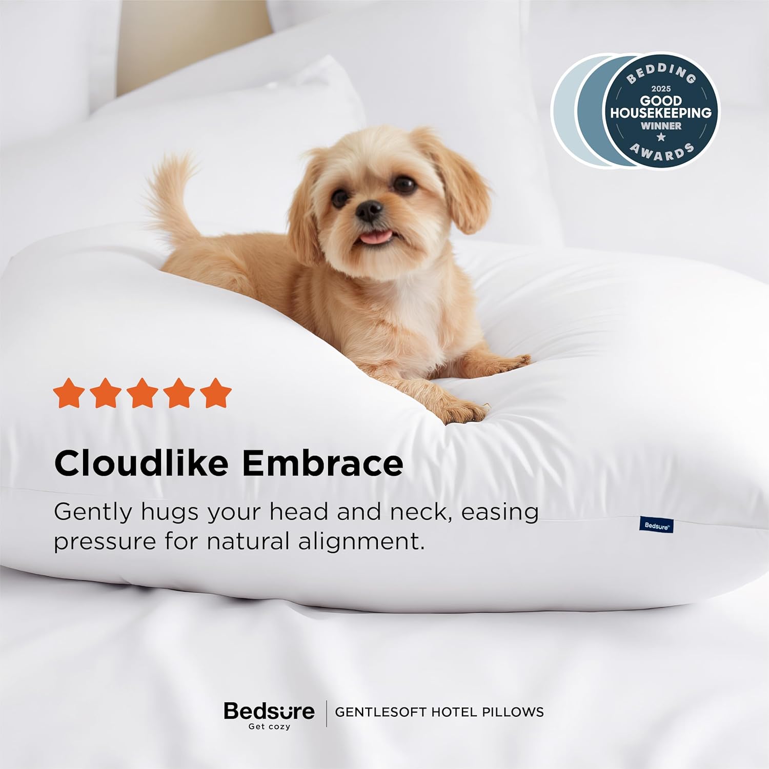 Bedsure Pillows Queen Size Set of 2 - Soft Bed Pillows for Sleeping 2 Pack, Fluffy and Supportive, Hotel Quality, Original Down Alternative Filling for Side, Back Sleepers